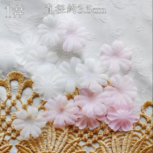 40 Pieces Off White Pink DIY Handmade 3D Flower Patch Wedding Dress Organza Eugen Yarn Headwear Materials