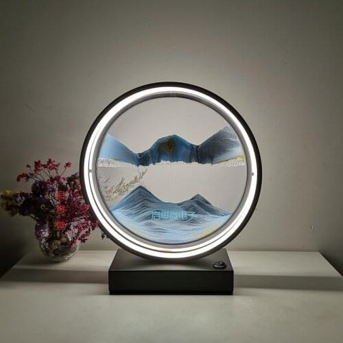Creative Retro Hourglass table lamp Craft quicksand 3D Natural Landscape Flowing Sand Picture Moving Hourglass Night Lamp Home