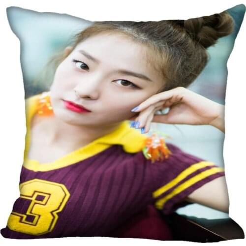 Custom Red Velvet SeulGi Printed Square silk Pillowcases 40x40cm,35x35cm One Side Satin Pillowcase Custom Logo