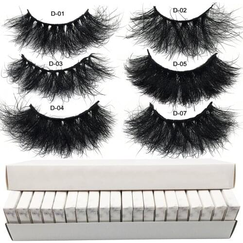 Wholesale 25mm Lashes 100% Mink Eyelashes Fluffy Eyelash with Box 10-50 Pairs Long Natural Eyelashes Makeup 3d Mink Lashes