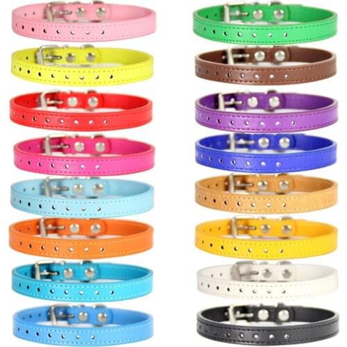 Dog Collar PU Leather Puppy Collar Adjustable Pet Collar for Small Medium Dog Cat Black Red Blue Pink Yellow Purple
