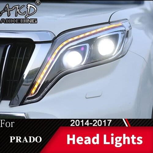 Head Lamp For Car Toyota Prado 2013-2017 Lander Cruiser Headlights Fog Lights Day Running Light DRL H7 LED Bi Xenon Bulb Car