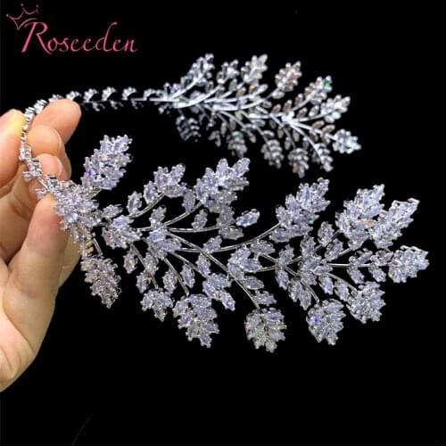Romantic Flexible Full Cubic Zircon Wedding Tiara Headband CZ Bridal Bridesmaids Headdress Hair Accessories RE4189