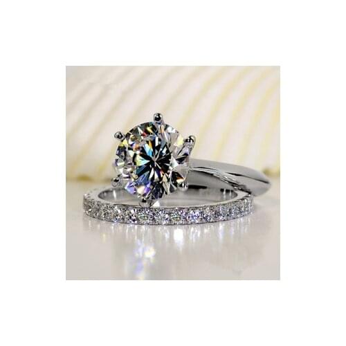 Luxury quality SONA synthetic stone wedding ring set,bridal set, engagement ring set for women,Wholesale Drop Shipping