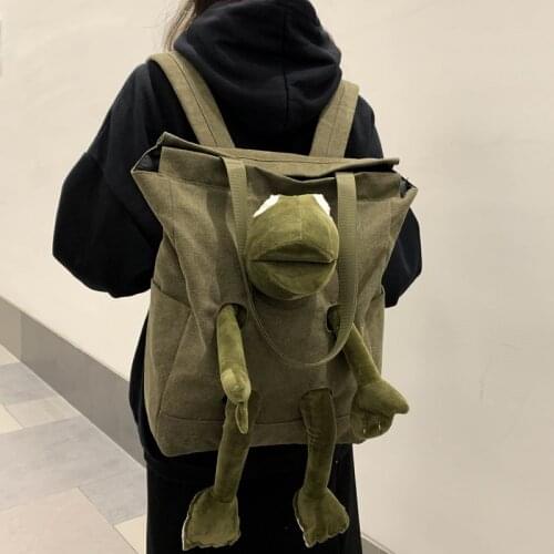 41.5*30cm Cute Frog Kids Backpack Wear-resistant Waterproof Student Cartoon Schoolbag Adult Fashion Plush Backpack Laptop Bag