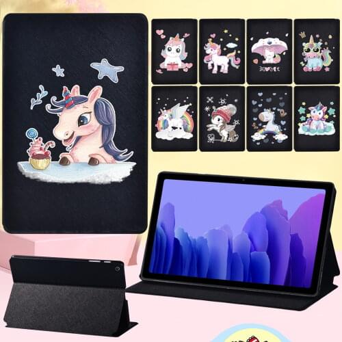 For Samsung Galaxy Tab A7 SM-T500 Unicorn Series Tablet Case for Galaxy Tab A7 SM-T505 Folding Leather Flip Cover Case 10.4 Inch