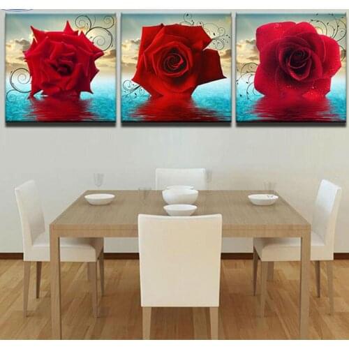 Triptych 5d diamond painting rose,Full,diy,Diamond Embroidery,red rose,3d picture,image,Stitch Cross,Diamond Mosaic,home decor