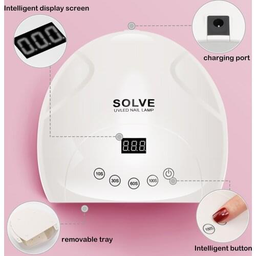 LED UV Nail Lamp, SOLVE Portable 48W LED Gel UV Nail Light Nail Dryer with 4 Timer Setting, Senor For Gel Nails Art Tools