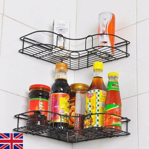 Corner Shower Kitchen Bathroom Caddy Organiser Shelf Storage Rack With Hooks
