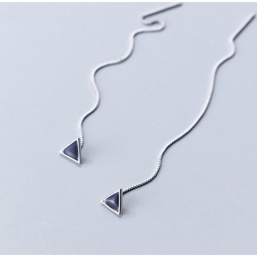 Ear line chain long womens fashion jewelry white fungus line female fashion simple black triangle ear line trend long