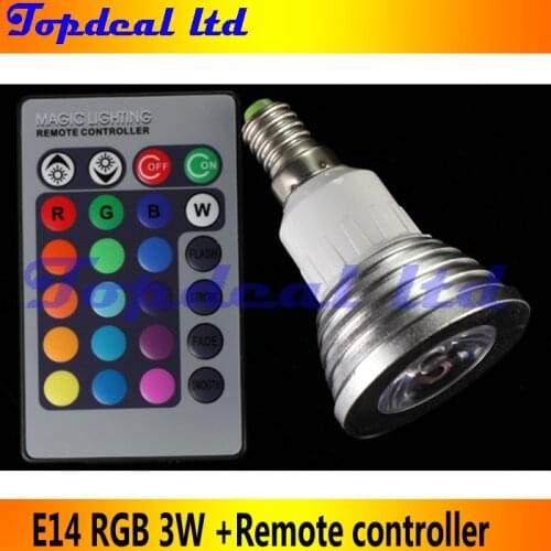 Magic Lighting 16 Colors change, E14 3W RGB LED Light Bulb + 24key Remote Controller