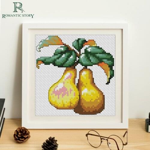 Embroidery,Paintings,Needlework,Cross stitch kits,fruit pear,DIY Cross-stitch,thread embroidery,Romantic Story 2062