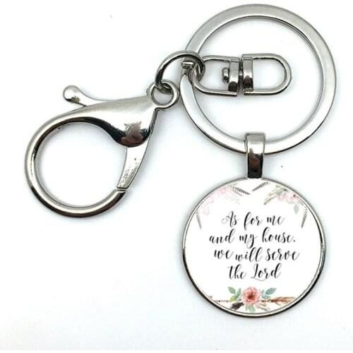 2018/fashion hot money for me and my house, we will serve the main bible verses round glass pendant key chain