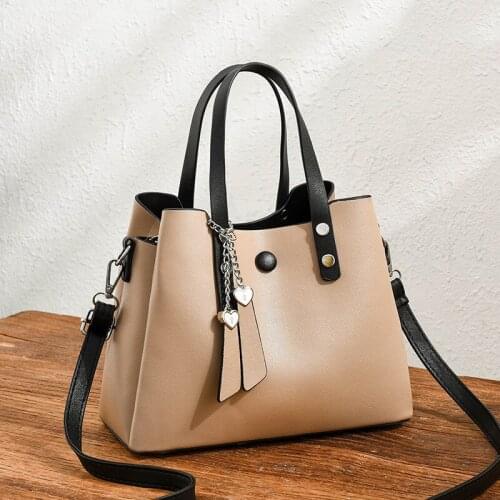 2021 High-quality Fashion Women Large Capacity PU Handbag Fashion All-Match Simple Shoulder Bag Shopping Bag