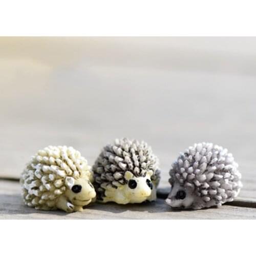 ZOCDOU 3 pieces Hedgehog Hedgepig Urchin Small Animal Statue Decoration Accessories Miniature Children Toys Crafts Figurines