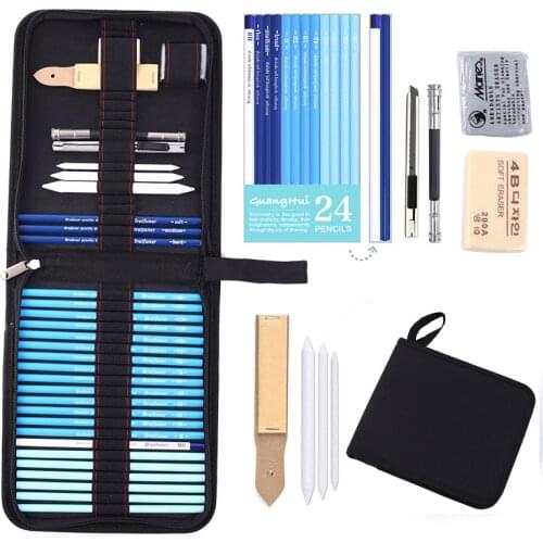 33pcs Professional Sketch Pencil Set Professional Sketching Drawing Kit Wood Pencil Pencil Bags For School Students Art Supplies
