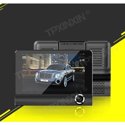 4-inch three-record high-definition night vision driving recorder, 3-lens reversing image driving recorder inside and outside