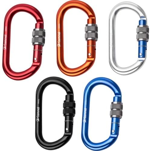 5 Pieces 25KN Aluminum Climbing Carabiner Screwgate D Type