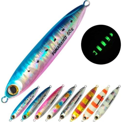 5PCS Deep sea Jigging Glow zebra Fishing Ocean Boat Rock Beach Slow Jig Jigbait Spoon Lure baits 10g 15g 20g