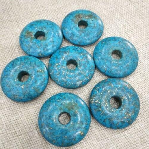 5PCS Natural Turquoise Stone Pendants Donuts Shape Size 30MM For Womens Jewelry Making Accessories DIY Findings Whoesale Price