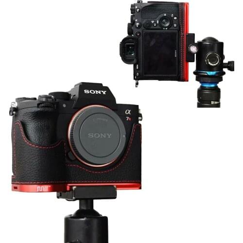 Real Genuine Leather Case Camera bag cover For Sony A7R MarkIV A7RM4 A7RIV Hand Grip Holder Aluminum bottom protective shell