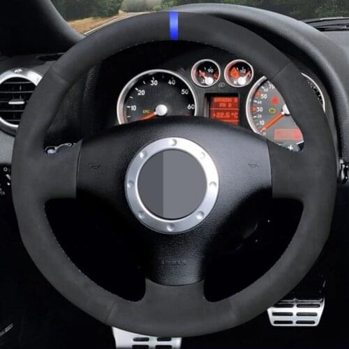 Car Steering Wheel Cover Non-slip Black Suede For Audi A2 8Z A3 8L Sportback A4 B6 Avant A6 C5 A8 D2 TT 8N S3 S4 RS 4 RS
