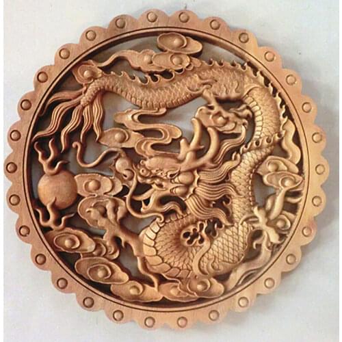 Art Decoration Chinese Hand-carved Dragon Statue With Camphor Wood Wall Sculpture Zodiac Animal Statue