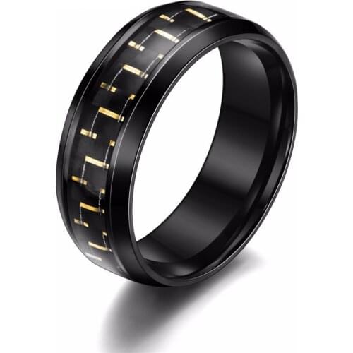 Yobest 2019 NEW Carbon Fiber Simple Men Ring 8mm Stainless Steel 3 Colors Fashion Rings Jewelry