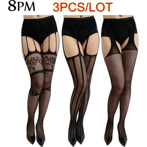 3pcs/lot Womens High Waisted Tights Fishnet Stockings Sexy Lace Transparent High Stocking Nightclubs Pantyhose Mesh ouc800
