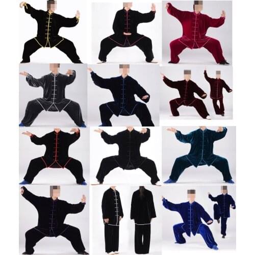 12colors unisex Autumn&Winter tai chi suits Pleuche kung fu exercise uniforms martial arts clothing sets top quality gray/green