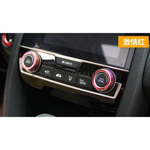 Red Console Air Condition Switch Cover Trim For Honda Civic 10th Gen 2016 2017