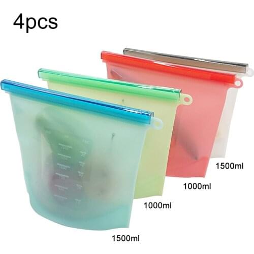 Kitchen Portable Food Grade Silicone Storage Bag Sealed Food Sealed Silicone Storage Bag Fruit Washed Sealed Cooking Storage Bag