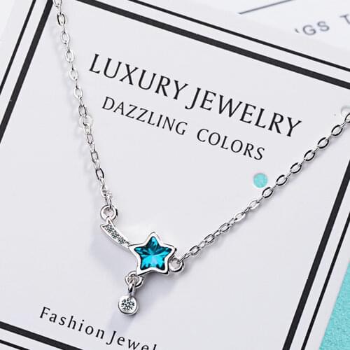 Fashion Meteor Star Pendants And Necklaces For Women 2021 Trend 925 Sterling Silver Wedding Party Jewelry Free Shipping GaaBou