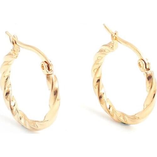 Fashion 316 Stainless Steel Twisted Wave Pattern Circle Hoop Earrings Spiral Round Fashion Women Earring Jewelry , 1 Pair