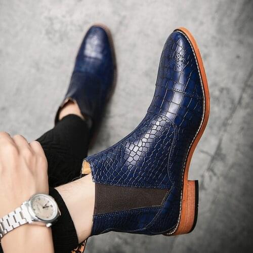 New Fashion Men Ankle Boots Men Formal Dress Leather Shoes Western Boots Cowboy Boots Lace Up Casual Shoes Brown Black Boots Men