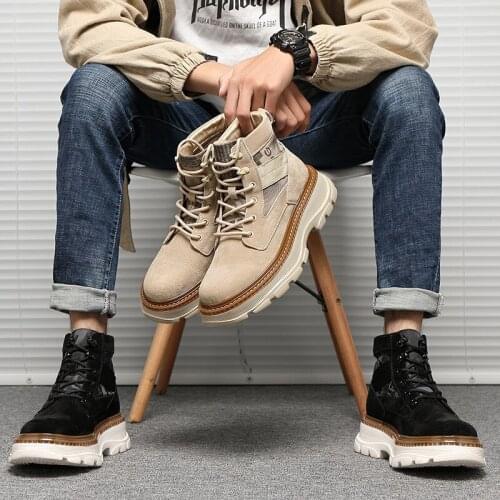 2020 Warm Winter Men Boots Leather Rubber Ankle Boots Men Outdoor Winter Work Shoes Military Fur Snow Boots for Men Botas R12-55