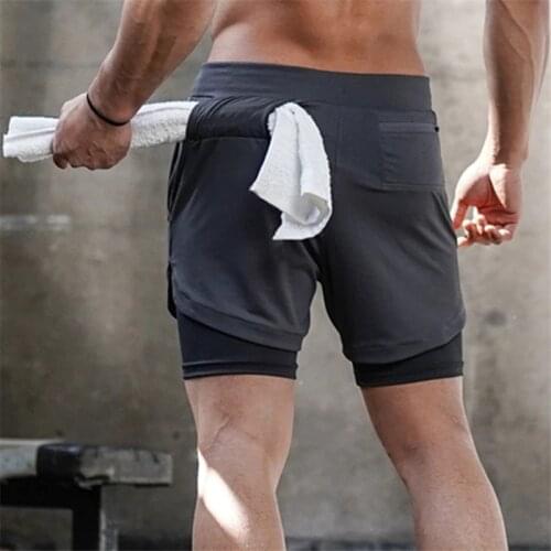Mens Running Shorts 2 In 1 Sports Shorts Men Soccer Workout Jogging Short Pants Quick Dry Gym Sport Fitness High Quality Shorts