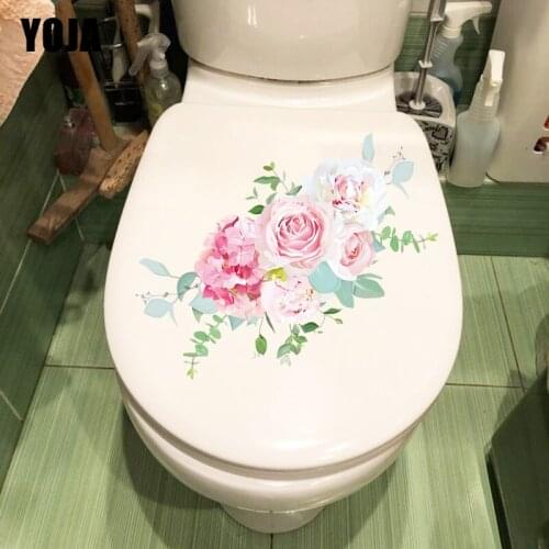 YOJA 27.7CM×16CM Fresh Bouquet Toilet Decoration Decals Home Room Wall Stickers Mural T1-2531
