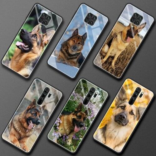 German Shepherd Dog Glass Case for Xiaomi Redmi Note 9s 9 8 10 Pro Poco X3 NFC Mi 11 9T 10T Lite 5G Tempered Phone Shell Cover