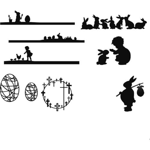 Easter Eggs Rabbits Cross Silhouette Metal Cutting Dies New 2019 Dies for DIY Scrapbooking Papers Cards Making Decorative Crafts