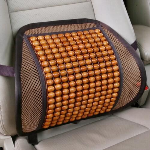 Luxury Wooden Bead Seat Back Lumbar Support Cushion for Car Office Chair Car Seat Cushion for Back Massager 41cm x 41cm XNC