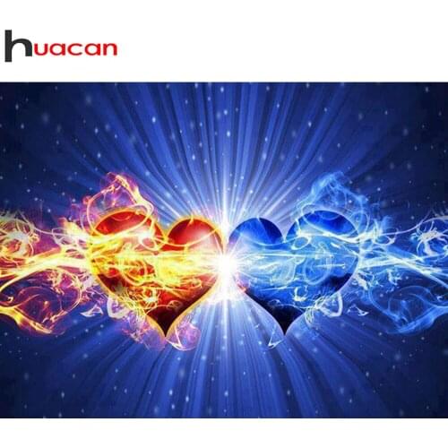 Huacan Full Square/round Diamond Painting Heart Scenery Home Decor Mosaic Water Fire Fantasy Landscape Crystal Wall Stickers