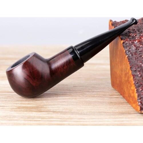 RU-Handmade Briar Wooden Tobacco Pipe Short Straight Acrylic Mouthpiece Pipe Smoke Fit for 9mm Filters 10 Cleaning Tools aa0107s