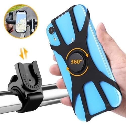 Silicone Bicycle Phone Holder Motorcycle For IPhone 12 11 Pro Max 7 8 Plus X Xr Xs Mobile Phone Stand Bike GPS Clip Quick Mount