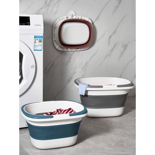 Foldable Storage Baskets Plastic Bucket Home Bathroom Products Large Laundry Clothes Camping Outdoor Car Travel Portable Buckets