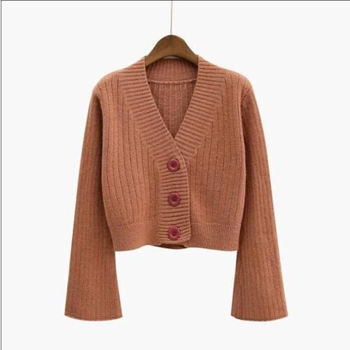 Urifens 2021 Cardigan Autumn Long Sleeve Short Sweater Women Ribbed Knitted Cotton Tops Ladies Soft Outwear Female P12