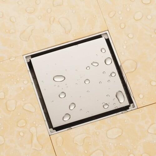 Bathroom Brushed Nickel Soild brass 120*120mm Tile Insert Square Floor Waste Grates Bathroom Shower Drain Floor Drain--MD545