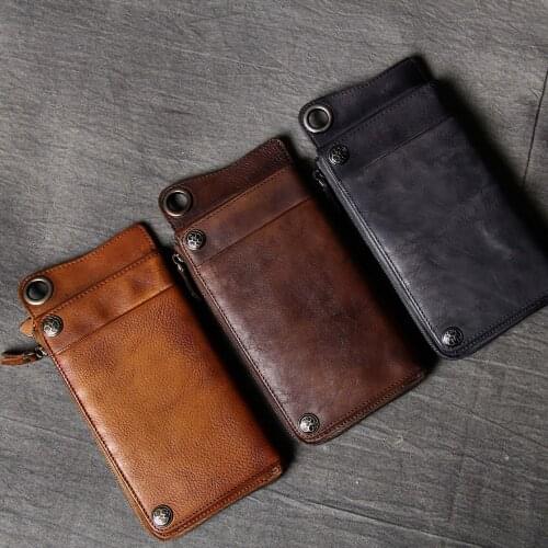 Genuine Leather Oxhide Clip Vintage Men Card Holder Multi-function Document Bag Crazy Horse Style Top Layer Leather Mens Clip