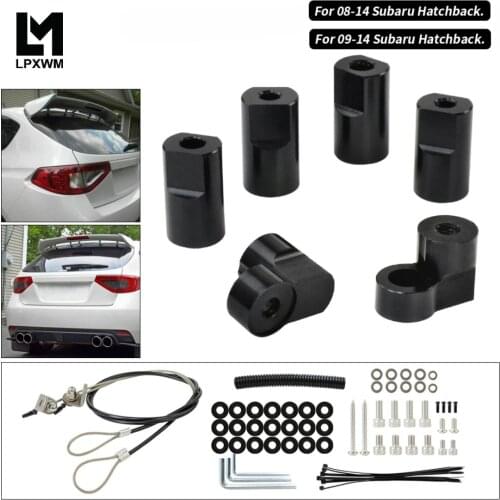 Billet T-6061 Anodized Aluminum Bolt-on For 08-14 Subaru Impreza WRX STi Hatchback Rear Roof Wing Spoiler Riser Lift Extension