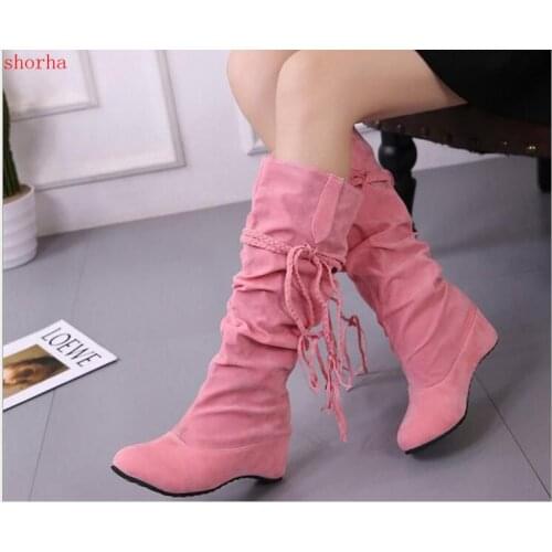Women Boots new pink Fashion Women Shoes Plus Size Winter Boots Fringe High shoes Female Boots Suede Ladies Shoes